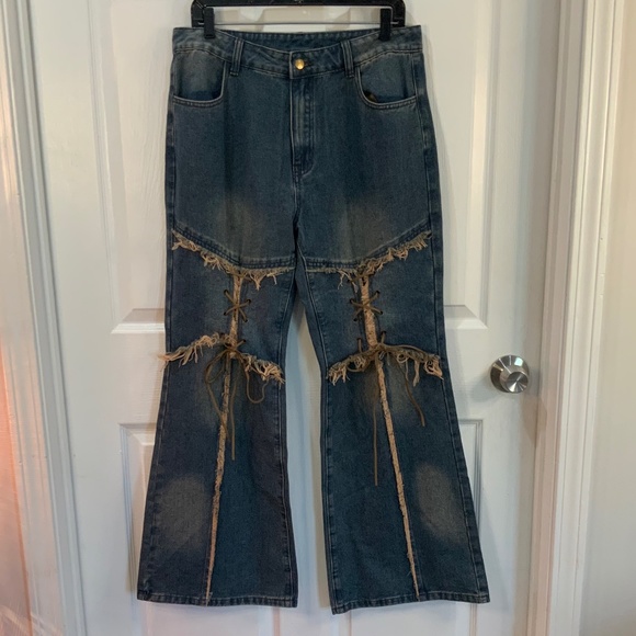 CIDER VINTAGE RAW EDGE WASH HIPPIE FLARED JEANS SIZE XL - Picture 11 of 11